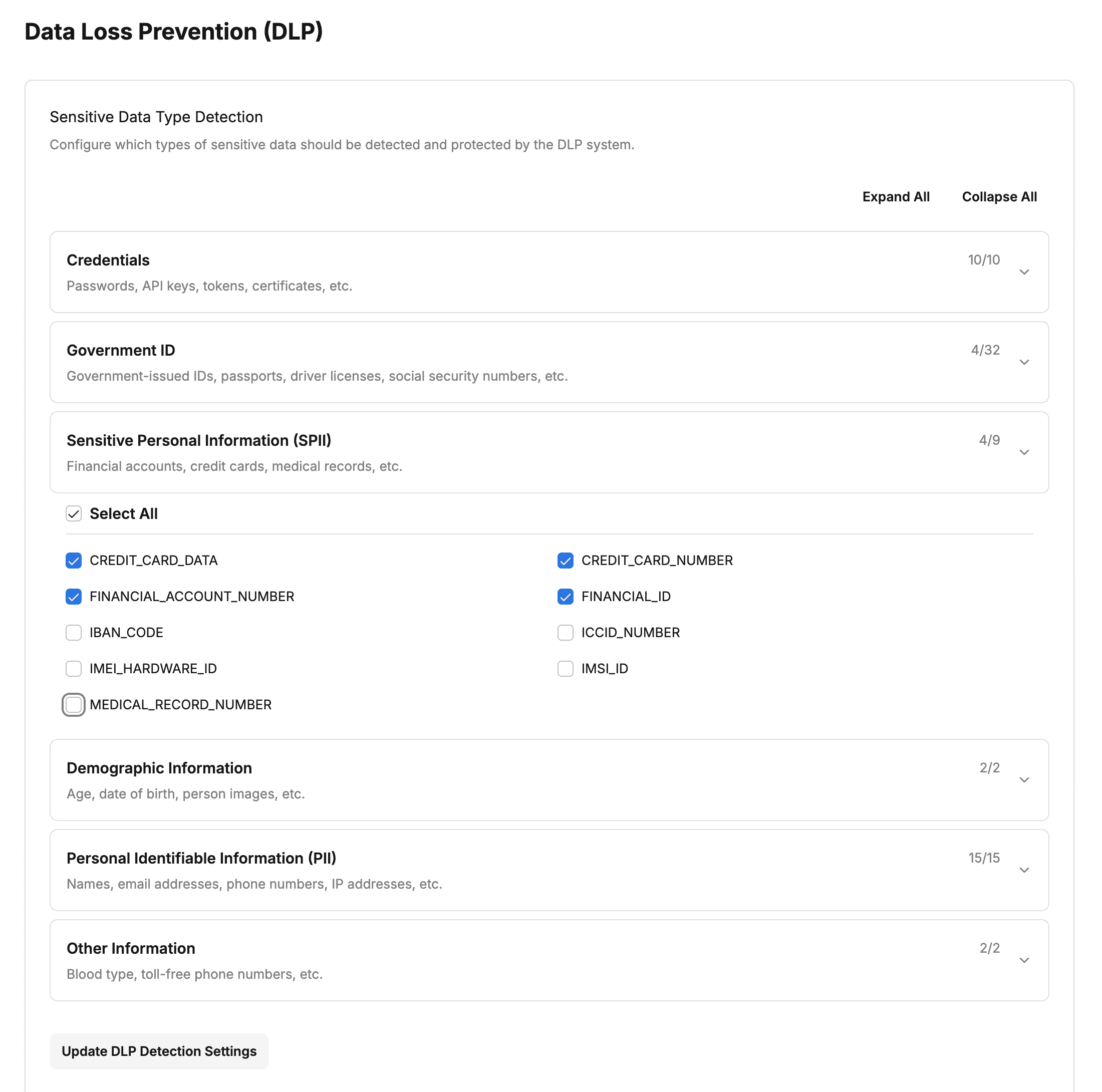 DLP Management Page