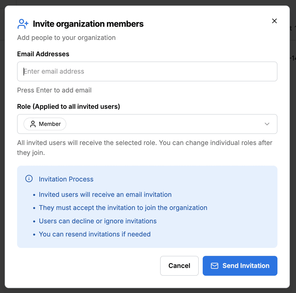 사용자 초대 모달