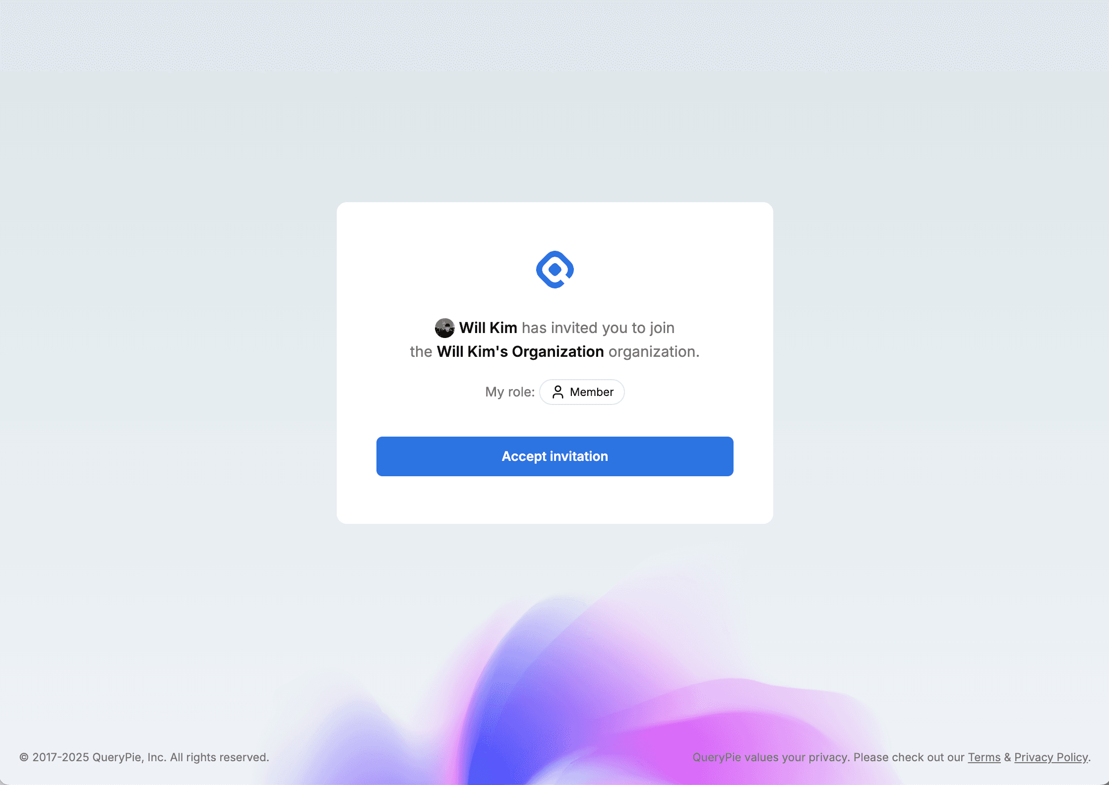 User Invitation Acceptance Page