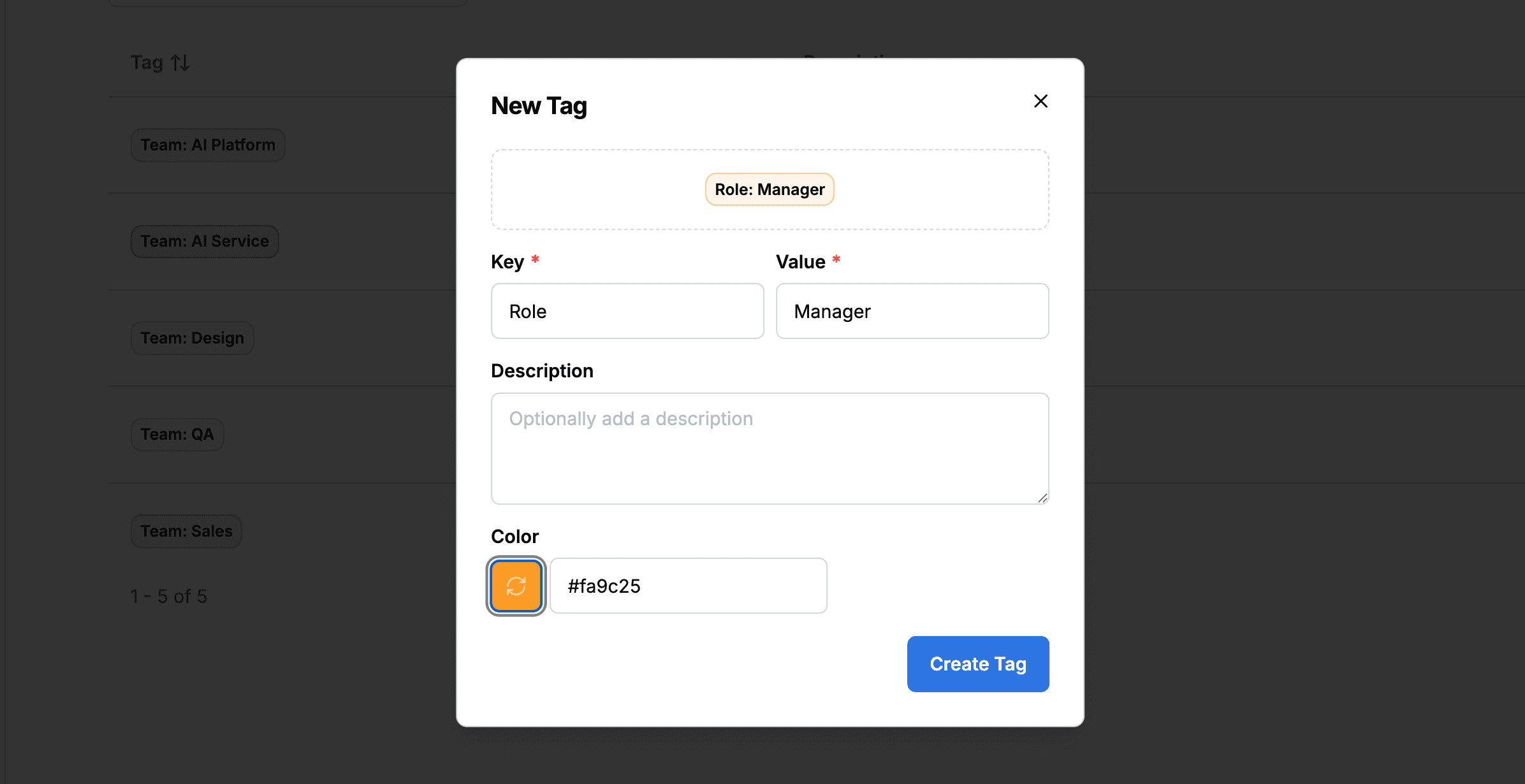 Tag Management Page